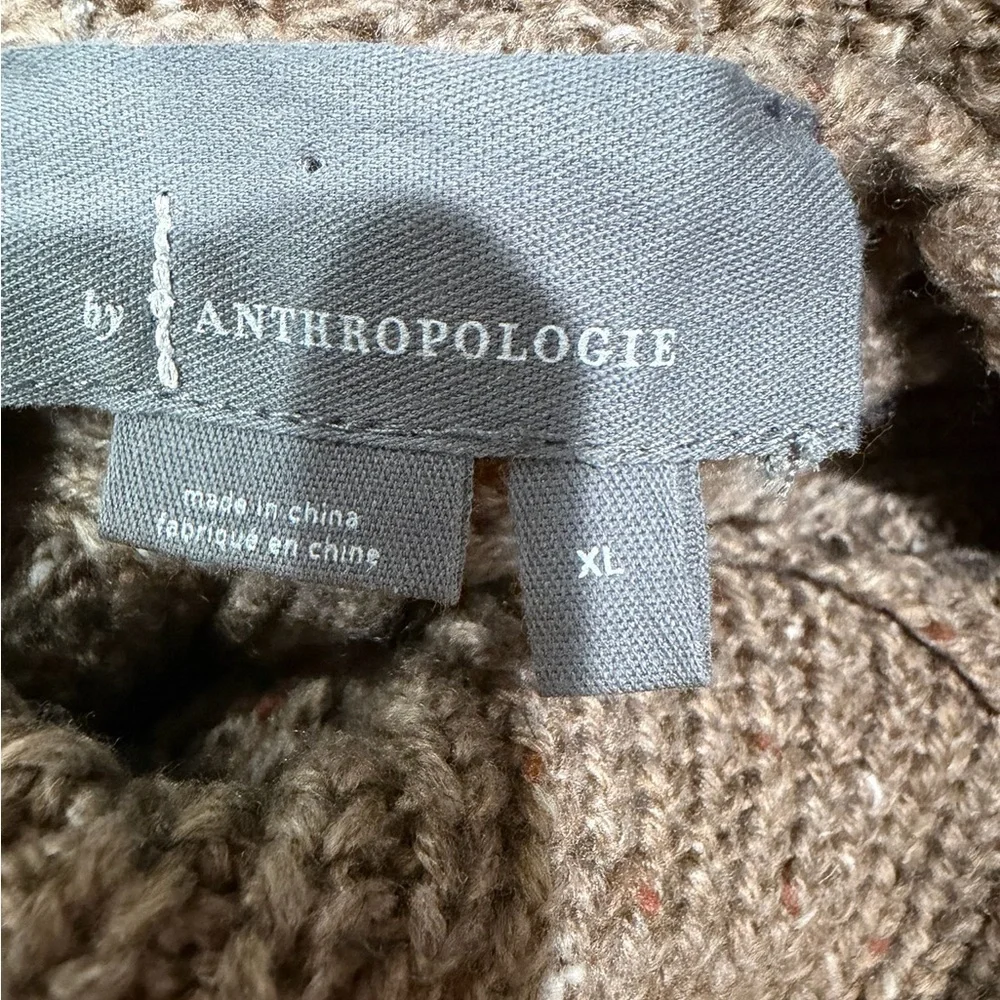 By Anthropologie Tan Corine Cable Knit Poncho Cowl Neck Sweater size XL